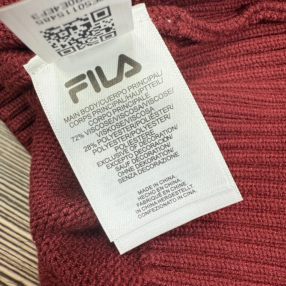 FILA Baseline Cardigan Mens‎ Large L Burgundy V Neck Button Front Sweater NEW